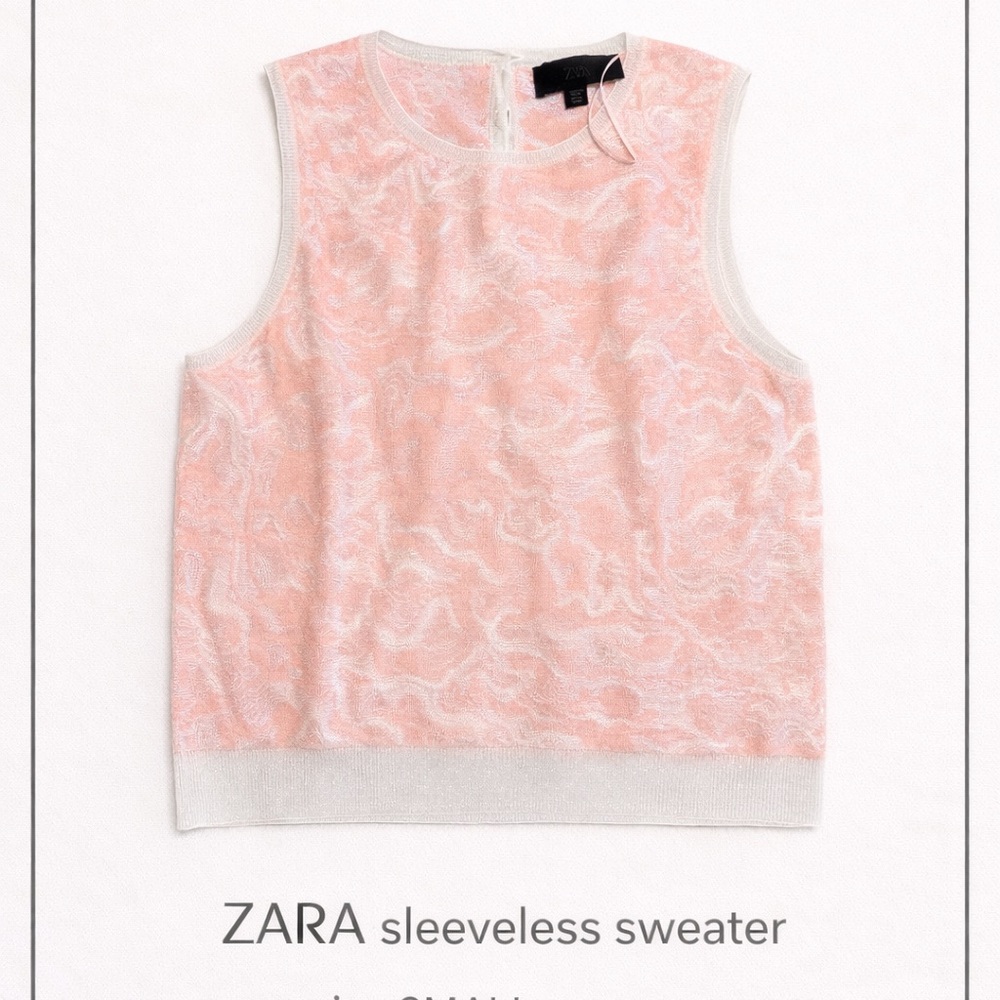 ZARA Pale Pink Marble Effect Sleeveless Top